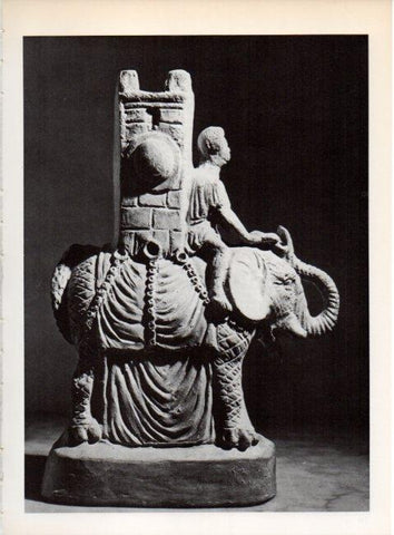 LAMINA V19264: Elefante de guerra con soldado terracota de Pompeya