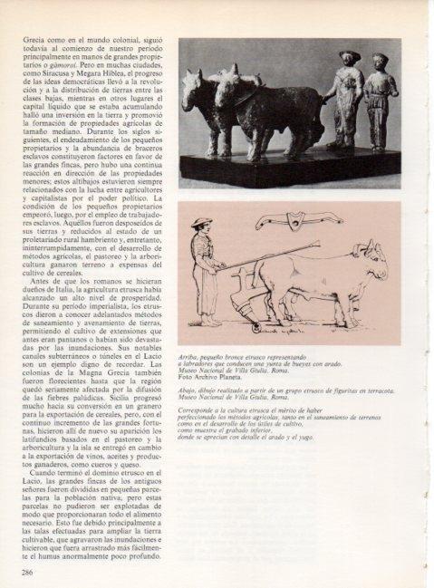 LAMINA V19277: Labradores con yunta de bueyes bronce etrusco