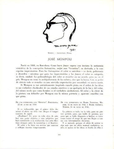 LAMINA V19160: Autorretrato por Jose Mompou