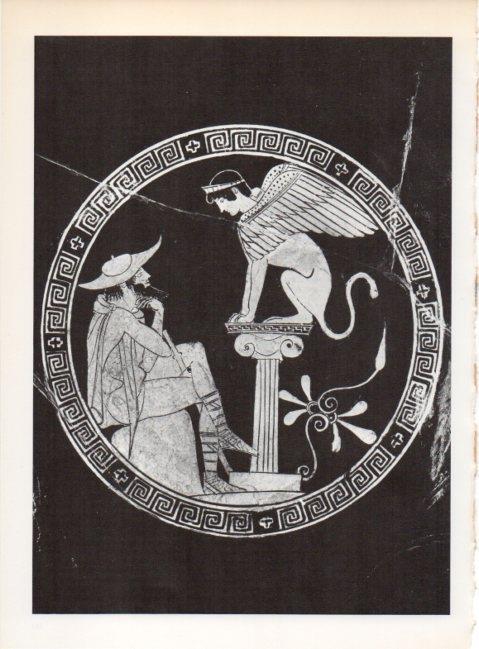 LAMINA V19226: Edipo y la Esfinge, decoracion de un vaso atico