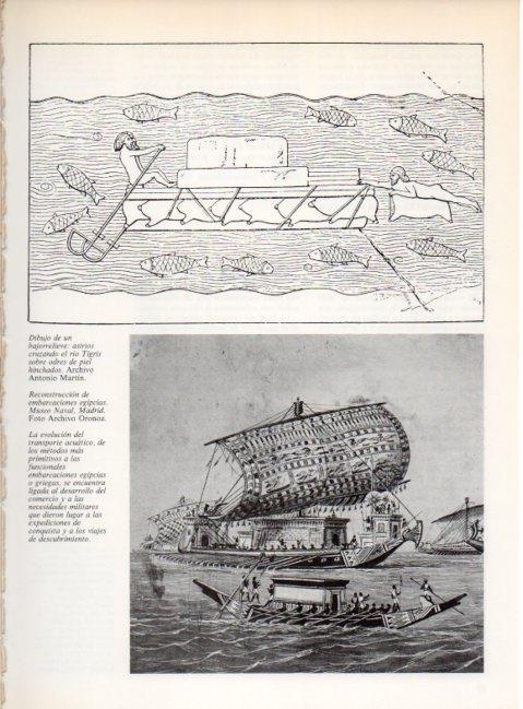LAMINA V19200: Reconstruccion de embarcaciones egipcias, Museo Naval de Madrid