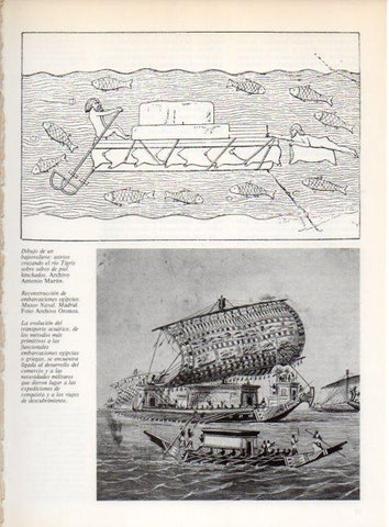 LAMINA V19200: Reconstruccion de embarcaciones egipcias, Museo Naval de Madrid