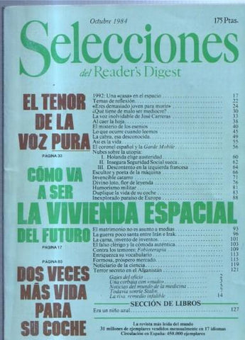 Selecciones del Readers Digest: 1984 octubre: La vivienda espacial del futuro