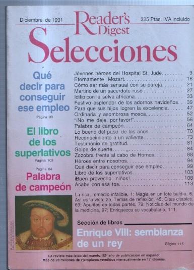 Selecciones del Readers Digest: 1991 Diciembre: Hospital St. Jude-Enrique VIII-Mozart