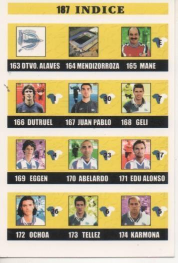 Cromo E003907: Trading Card. Las Fichas de la Liga 2003. nº 187 Indice