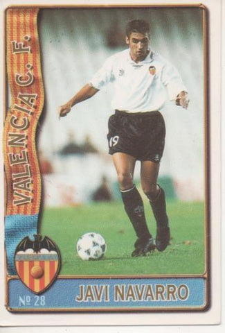 Cromo E003590: Trading Card. Las Fichas de la Liga 96-97. nº 28 Javi Navarro, Valencia C.F.