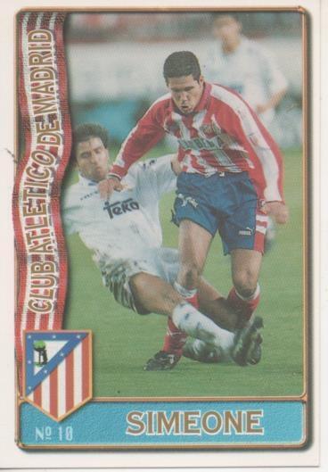 Cromo E003583: Trading Card. Las Fichas de la Liga 96-97. nº 10 Simeone, Club Atl de Madrid