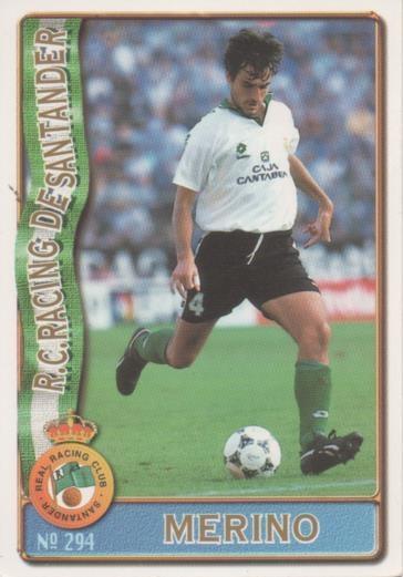 Cromo E003652: Trading Card. Las Fichas de la Liga 96-97. nº 294 Merino, R.C. Racing de Santander