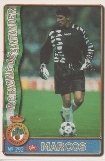 Cromo E003650: Trading Card. Las Fichas de la Liga 96-97. nº 292 "Ultima Hora" Marcos, R.C. Racing de Santander