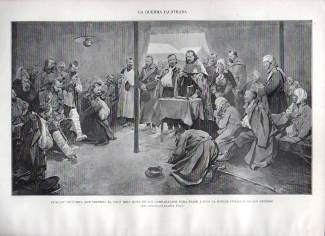 LAMINA V22372: Funcion religiosa de la Cruz Roja rusa en un campamento