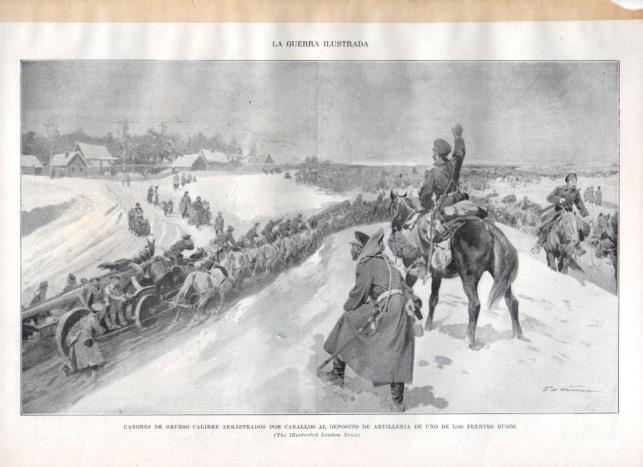 LAMINA V22371: Cañones rusos arrastrados por caballos