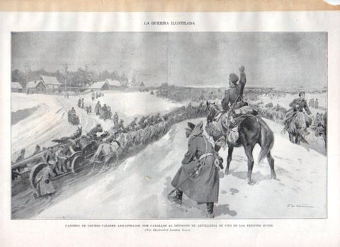 LAMINA V22371: Cañones rusos arrastrados por caballos