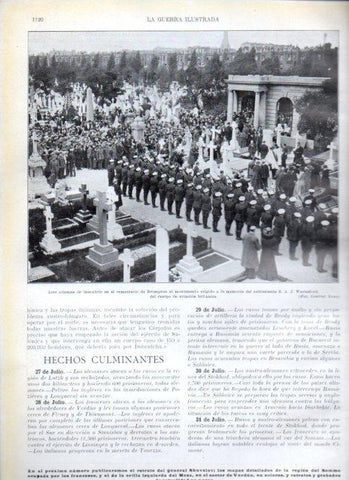 LAMINA V22493: Monumento al aviador Warneford en cementerio de Brompton acto de inaguracion