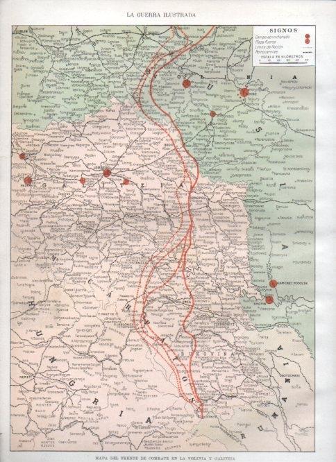 LAMINA V22514: Mapa del frente de combate en la Volinia y Galitzia 