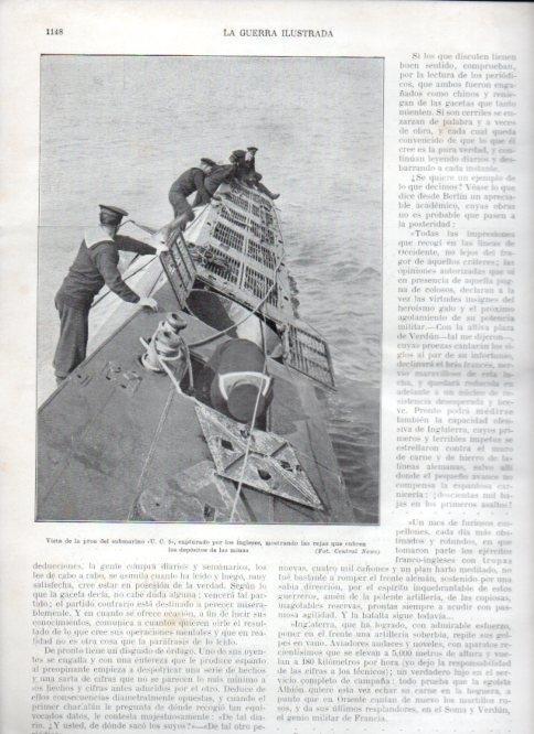 LAMINA V22505: Proa del submarino aleman U. C. 5