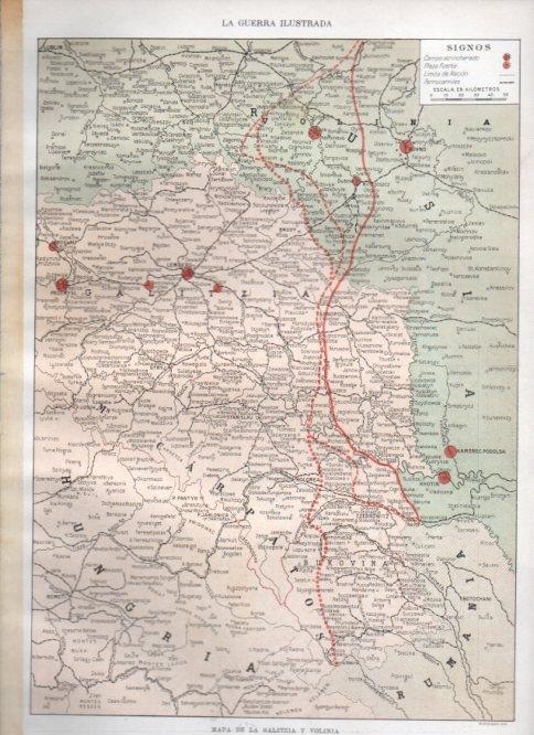 LAMINA V22459: Mapa de Galitzia y Volinia, fases del avance ruso