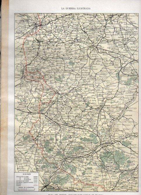 LAMINA V22475: Mapa del frente anglo-frances-aleman en Francia region del Somme
