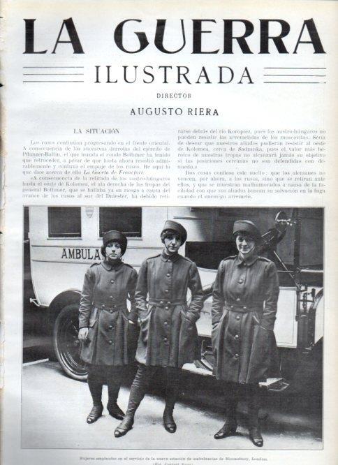 LAMINA V22472: Mujeres empleadas en la estacion de ambulancias de Bloomsbury