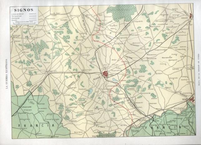 LAMINA V22277: Mapa de la region de Ypres 15 noviembre