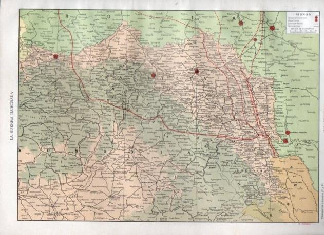 LAMINA V22228: Mapa de Galitzia situacion ejercitos beligerantes 