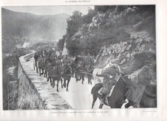LAMINA V22330: Bateria italiana avanzando por carreterra de los Alpes
