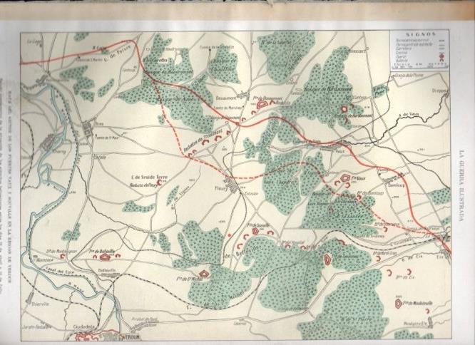 LAMINA V22515: Mapa del sector de los fuertes Vaux y Souville del 28 abril hasta 10 julio
