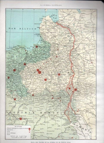 LAMINA V22516: Mapa de las fases del avance ruso en el frente