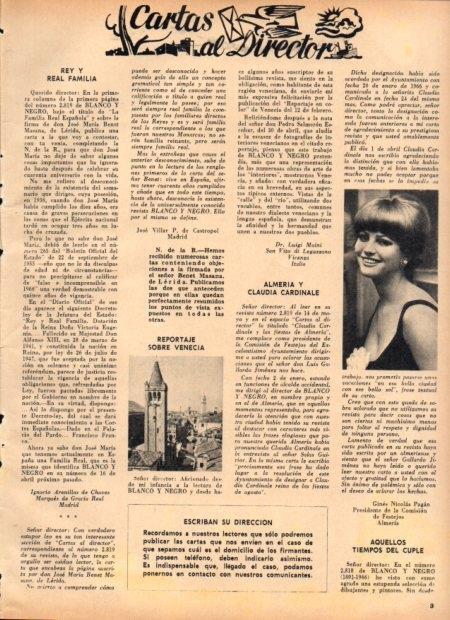 LAMINA V21970: Cartas al Director Blanco y Negro de 4 de junio de 1966