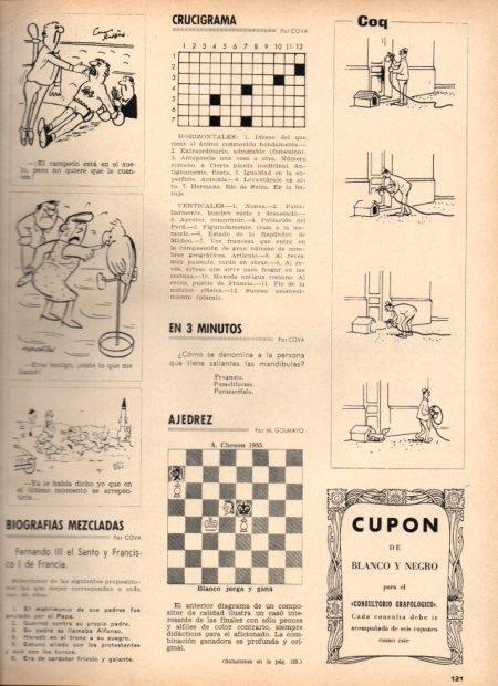 LAMINA V21968: Viñetas de Coq y crucigrama para Blanco y Negro num. 2821