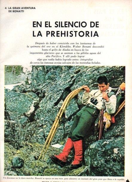 LAMINA V22002: Bonatti en un descansando en un glaciar
