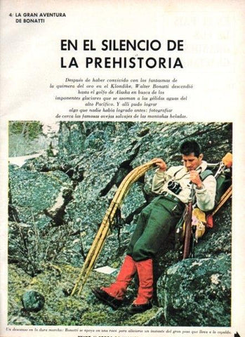 LAMINA V22002: Bonatti en un descansando en un glaciar