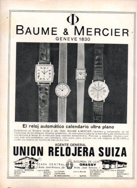 LAMINA V22160: Publicidad Baume & Mercier en Union Relojera Suiza