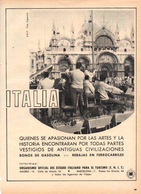 LAMINA V22148: Publicidad Organismo Oficial del estado italiano para el turismo
