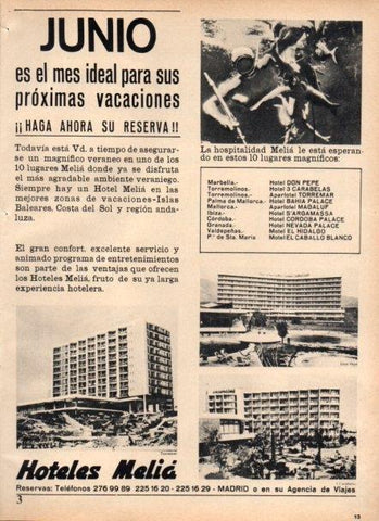 LAMINA V22177: Publicidad Hoteles Melia 
