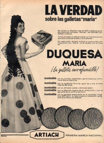 LAMINA V22201: Publicidad galletas Duquesa Maria de Artiach