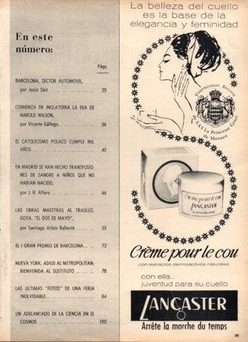 LAMINA V22095: Publicidad creme pour le cou Lancanter