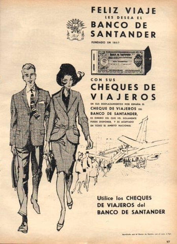 LAMINA V22125: Publicidad cheques de viajeros del Banco de Santander