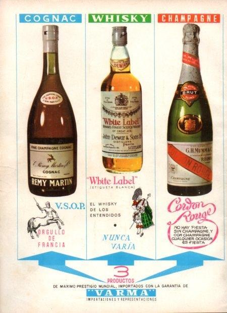 LAMINA V22117: Publicidad Remy Martin, White Label y Cordon Rouge de Varma