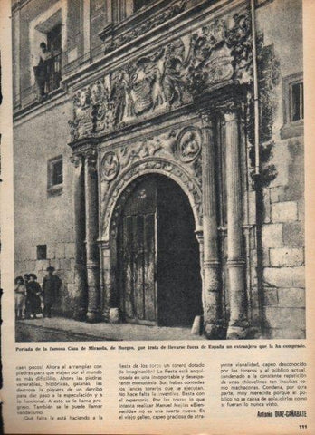 LAMINA V21744: Portada de la Casa de Miranda en Burgos