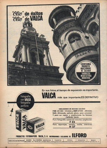 LAMINA V21718: Publicidad Valca productos fotograficos