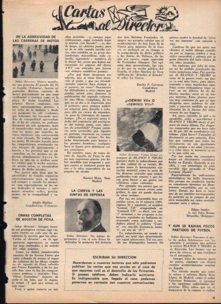 LAMINA V21716: Cartas al Director Blanco y Negro de 16 de abril de 1966