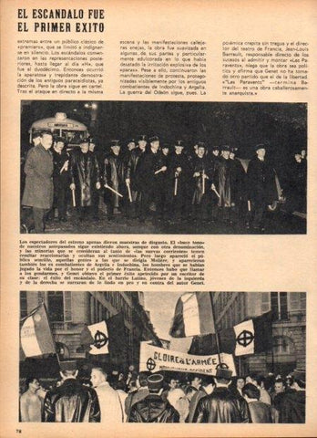 LAMINA V21899: Manifestantes en pro y contra del autor Genet
