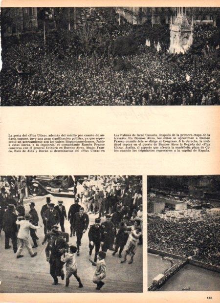 LAMINA V21895: Llegada tripulantes del Plus Ultra en Plaza de Colon en Madrid