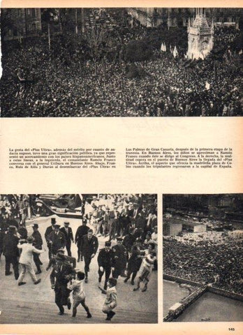 LAMINA V21895: Llegada tripulantes del Plus Ultra en Plaza de Colon en Madrid