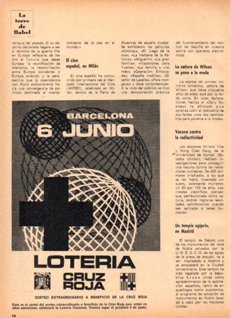 LAMINA V21880: Publicidad loteria Cruz Roja 6 junio 1966