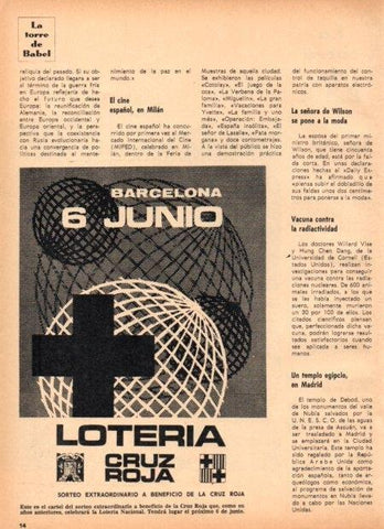 LAMINA V21880: Publicidad loteria Cruz Roja 6 junio 1966