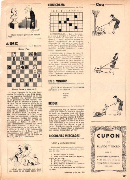 LAMINA V21909: Viñetas de Coq y crucigrama para Blanco y Negro num. 2819