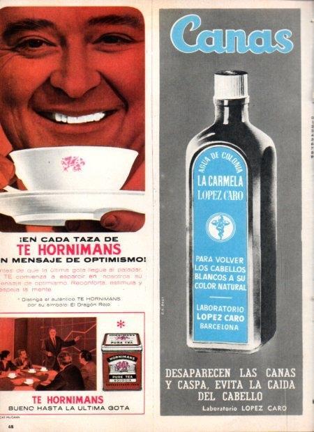 LAMINA V21822: Publicidad Te Hornimans y Agua de colonia La Carmela