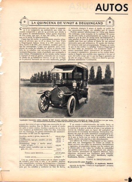 LAMINA V21873: Publicidad autos Vinot & Deguingand