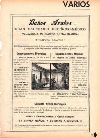 LAMINA V21871: Publicidad Baños Arabes en Madrid